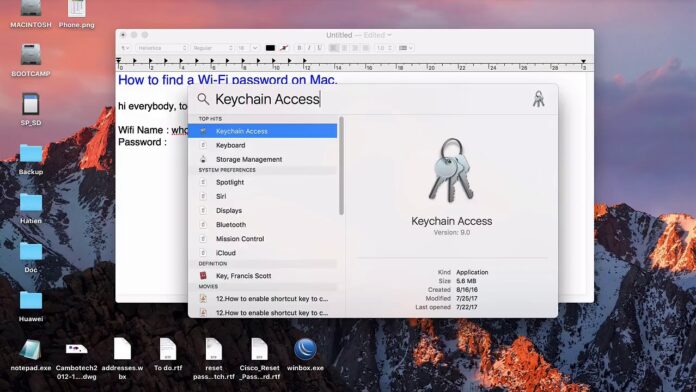 view saved wifi passwords mac