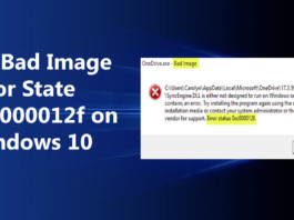 bad image error status 0xc000012f windows 10