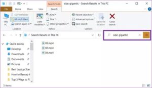 Find large files Windows