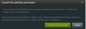 steam transaction pending