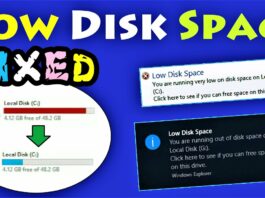 low disk space error windows 10