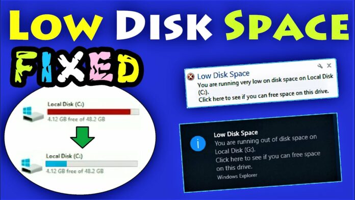low disk space error windows 10