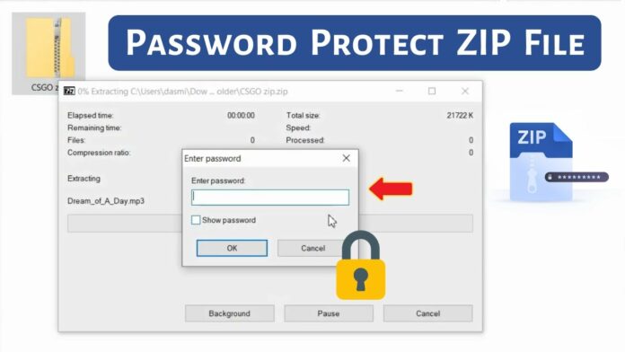 Unzip password protected zip file Windows 10
