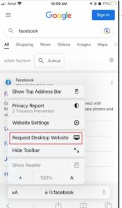 Select “Request Desktop Site