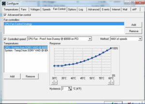 The fan rate can be adjusted using the response curve