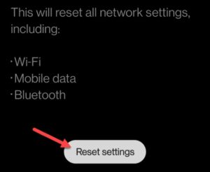 Confirm that your SIM card is selected from the dropdown menu and tap the Reset settings option