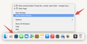 In the menu that opens, click on New Private Window