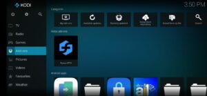  Navigate to the home screen of Kodi and tap Addons from the left panel